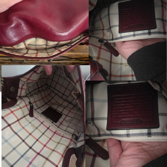 Bleecker Legacy Tattersall Flap Shoulder Bag 11419 Burgundy Oxblood - Picture 4 of 8